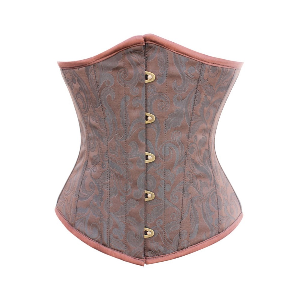 Attitude Corsets - Crimson Steampunk Brocade Corset sous la poitrine - Marron